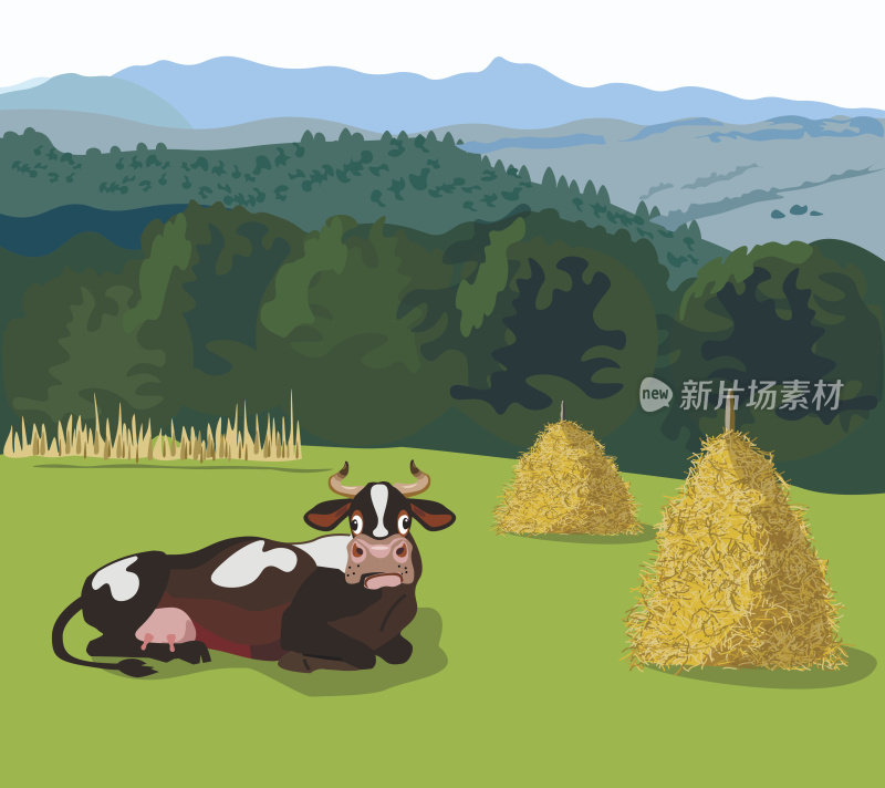 山地景观与牛