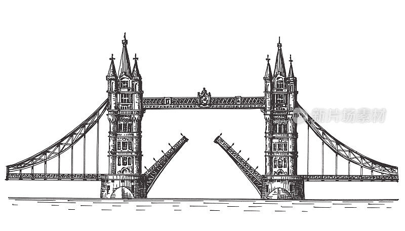 英国伦敦，白色背景上的桥
