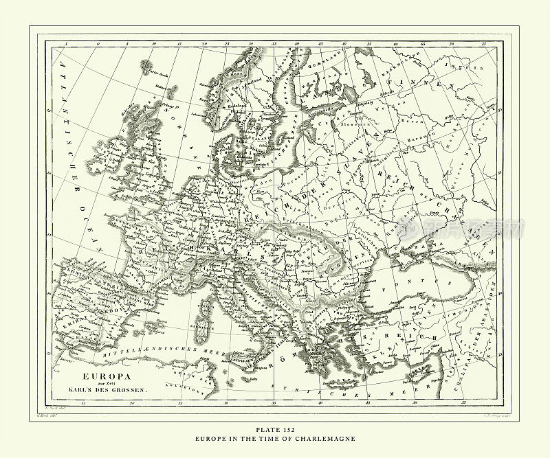 雕刻古董，查理曼时代的欧洲雕刻古董插图，1851年出版