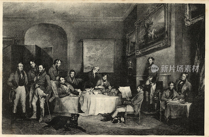 19世纪，梅尔顿・莫布雷的夸恩・亨特在吃早餐