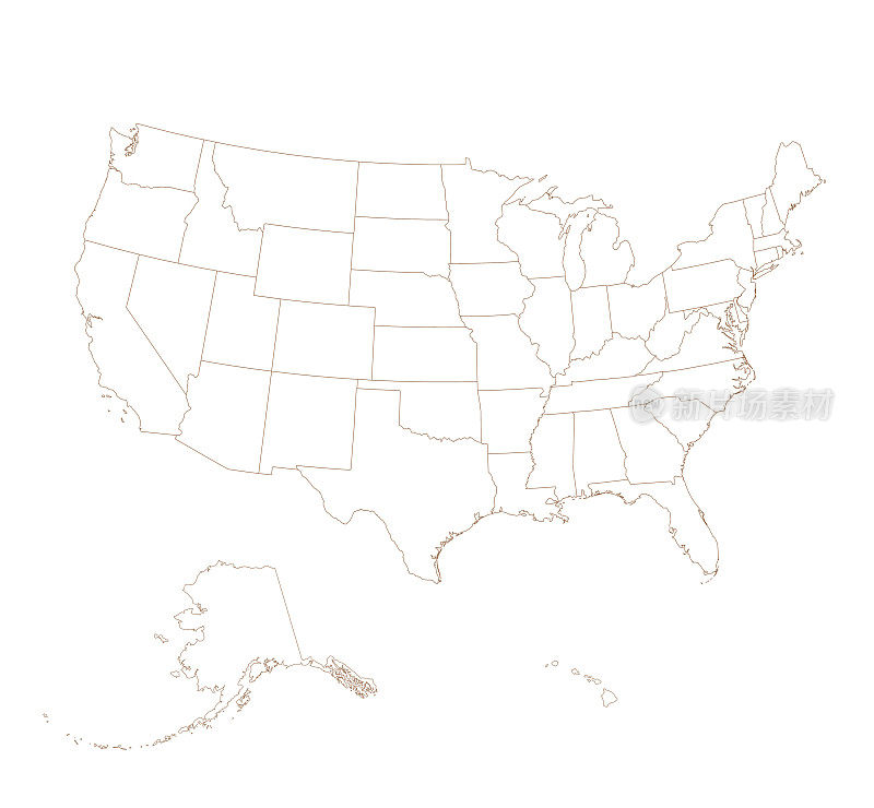 矢量勾画美国地图