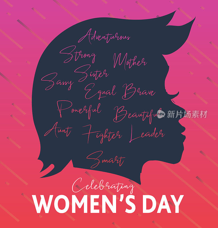 国际妇女节3月8日设计横幅模板或宣传单