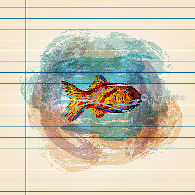 金鱼在格子纸上画画