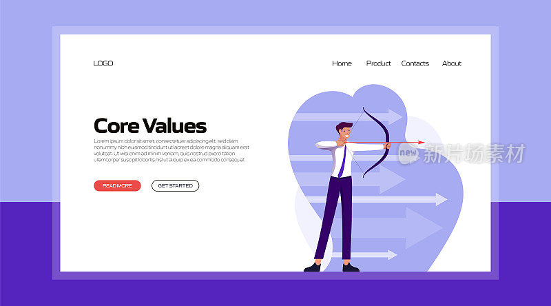核心价值概念矢量插图网站横幅，广告和营销材料，在线广告，业务演示等。