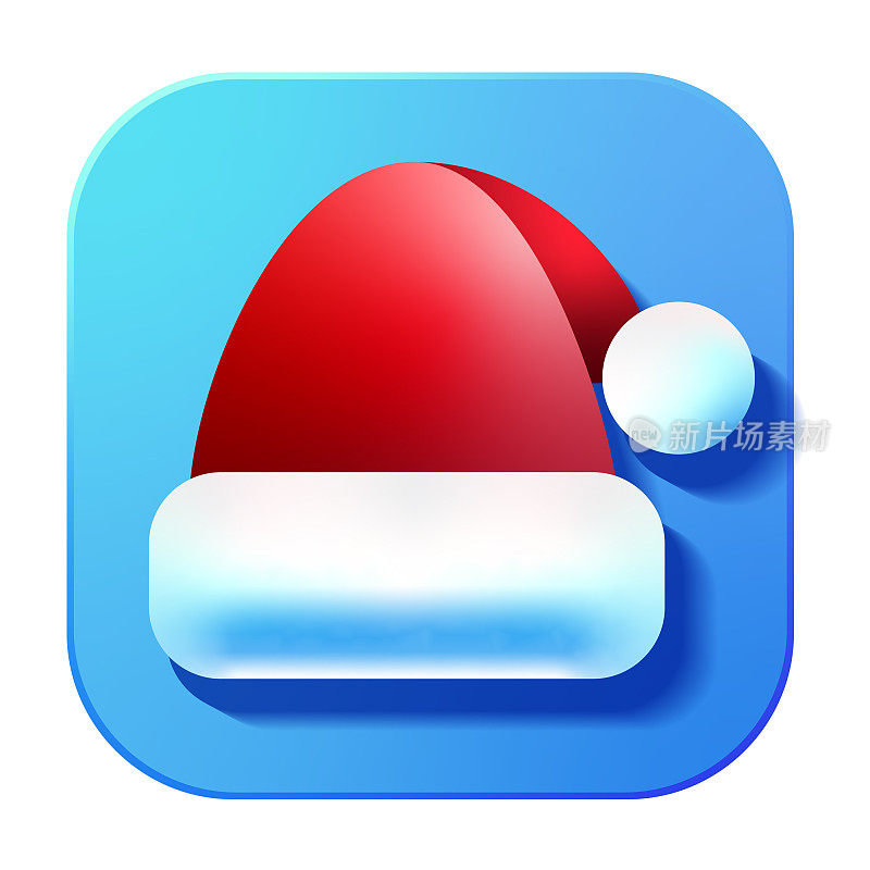 圣诞3D应用红色圣诞帽图标设计在充满活力的梯度颜色