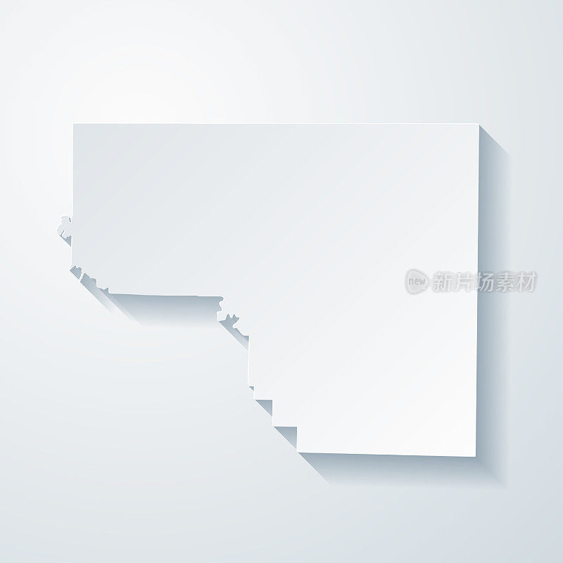 阿肯色州卡罗尔县。地图与剪纸效果的空白背景
