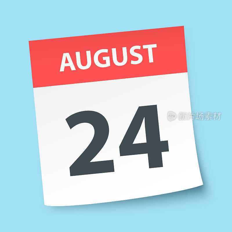 8月24日-蓝色背景的每日日历