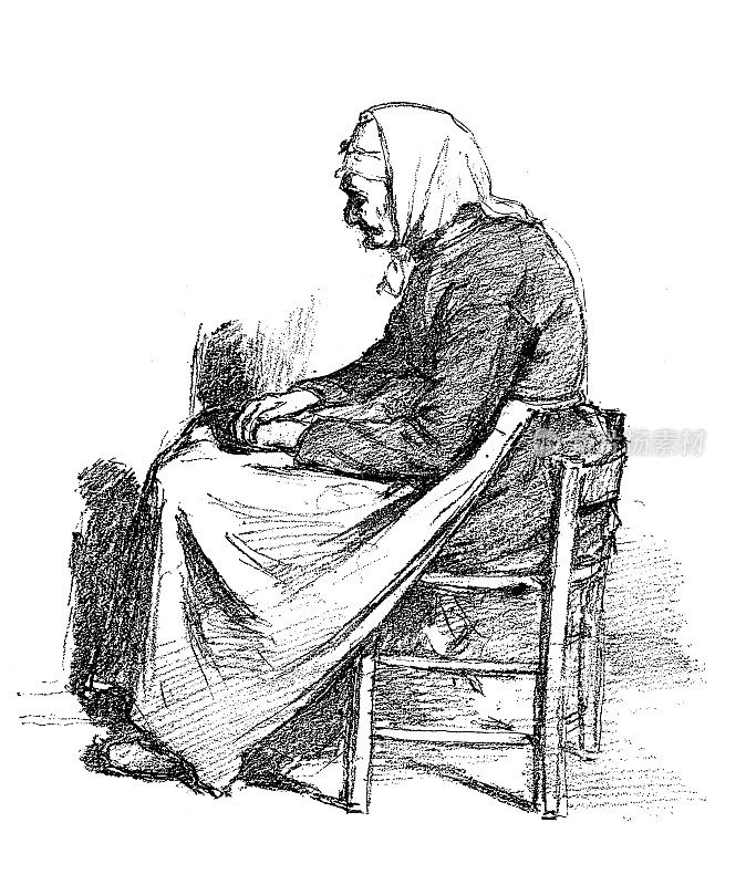 坐在椅子上的老妇人