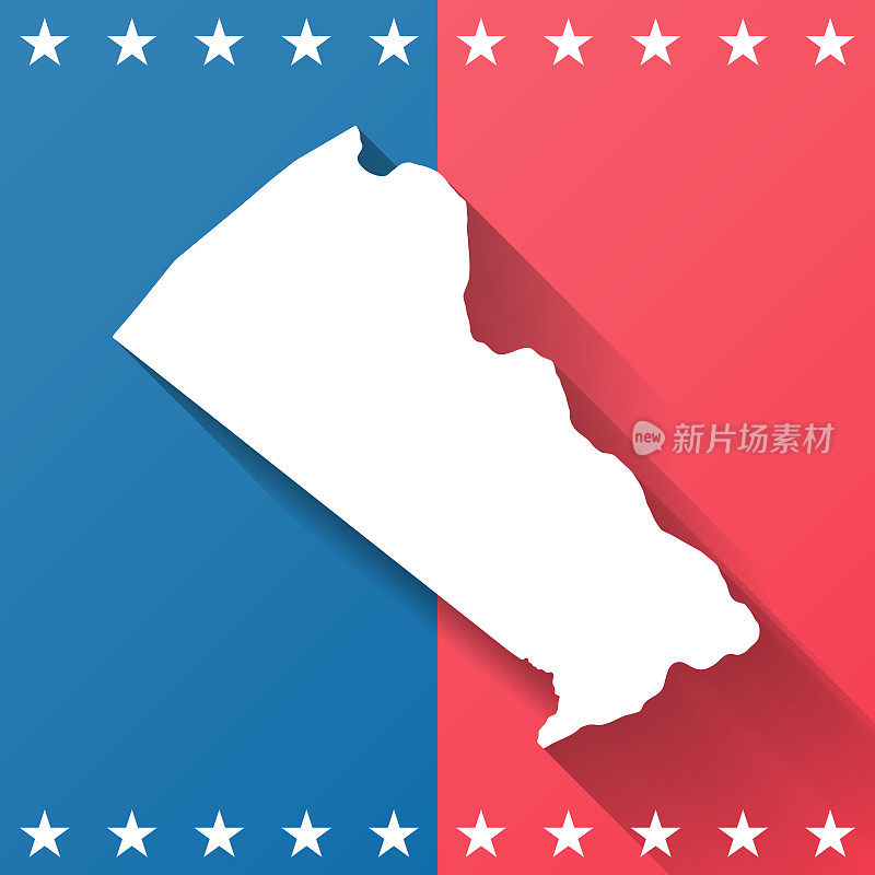 巴克斯县，宾夕法尼亚州。地图在蓝色和红色的背景