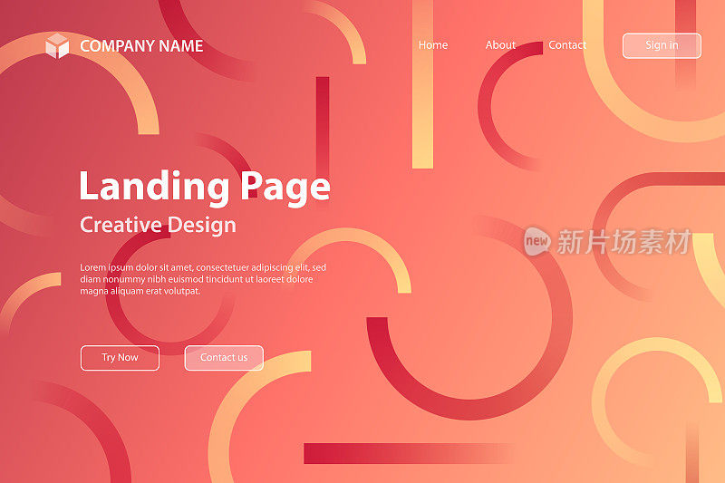 登陆页模板-抽象设计与几何形状-新潮的红色梯度