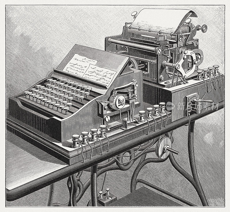 打字机和电报的结合，木刻，出版于1895年
