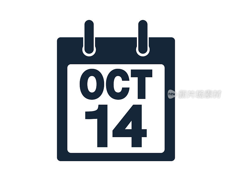 10月14日日历图标股票矢量插图