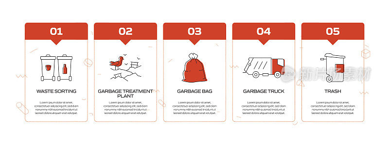 回收和零浪费信息图模板，元素和图标。简单的矢量信息图设计