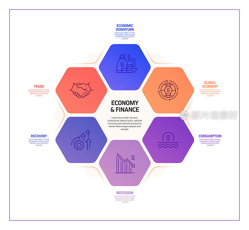 经济和金融概念信息图模板，元素和图标。简单的矢量信息图设计