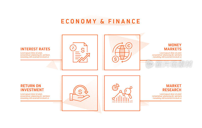经济和金融概念信息图模板，元素和图标。简单的矢量信息图设计