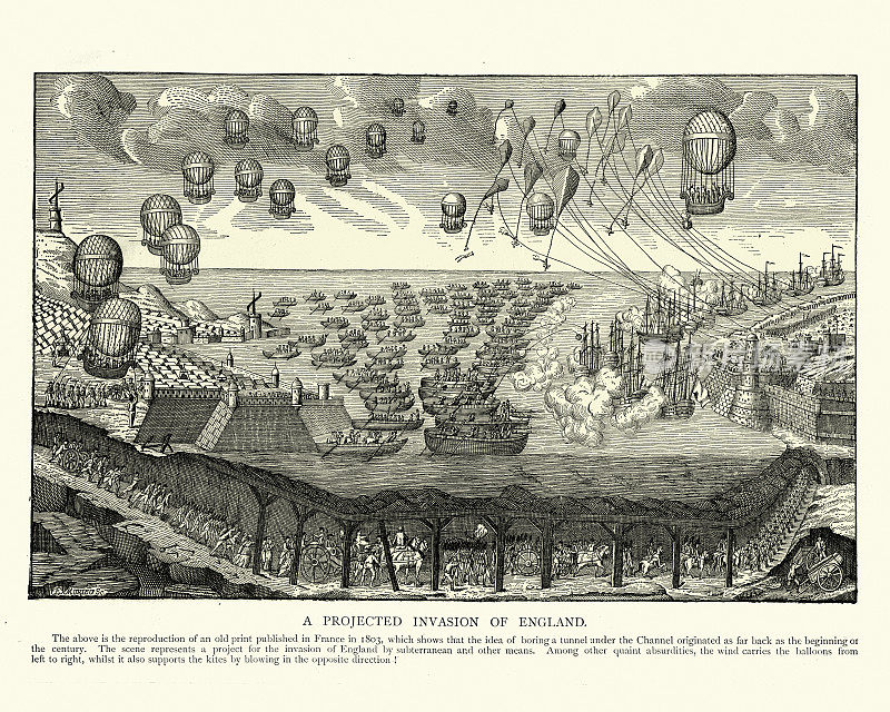 神奇的入侵英格兰，使用英吉利海峡隧道，热气球，轮船