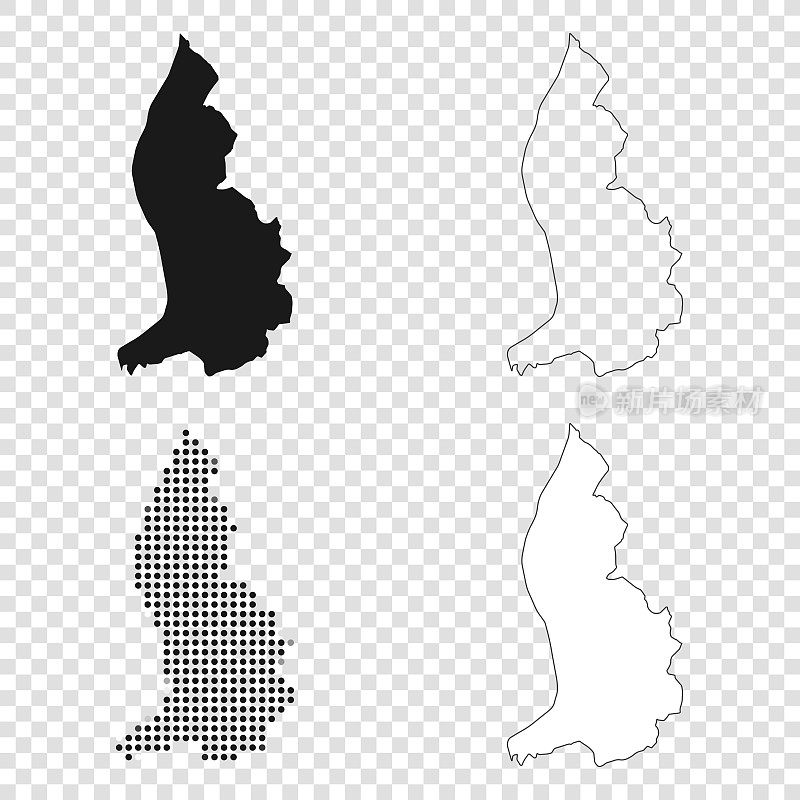列支敦士登地图设计-黑色，轮廓，马赛克和白色