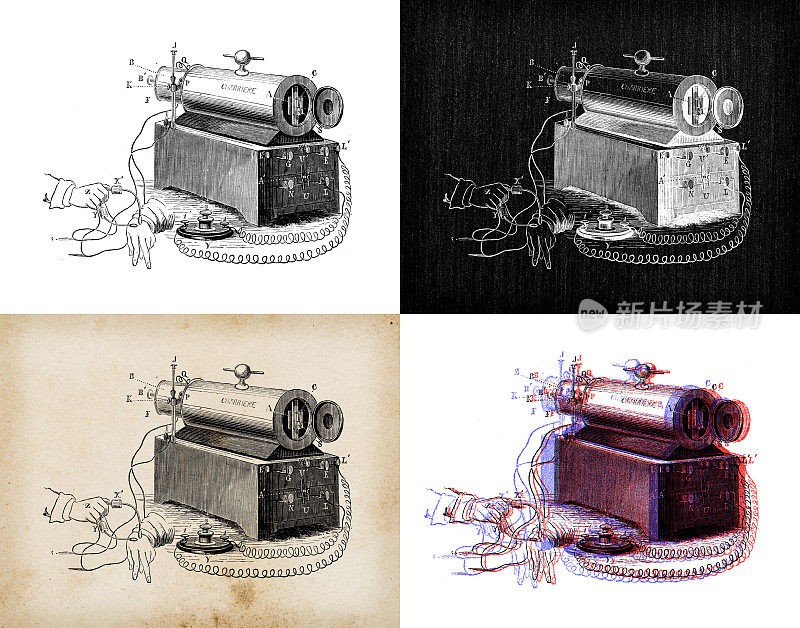 科学发现的古董插图，电和磁:杜兴机器