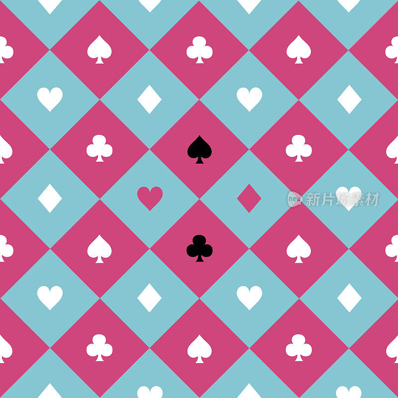 卡片适合蓝天，粉红色，白色棋盘钻石背景