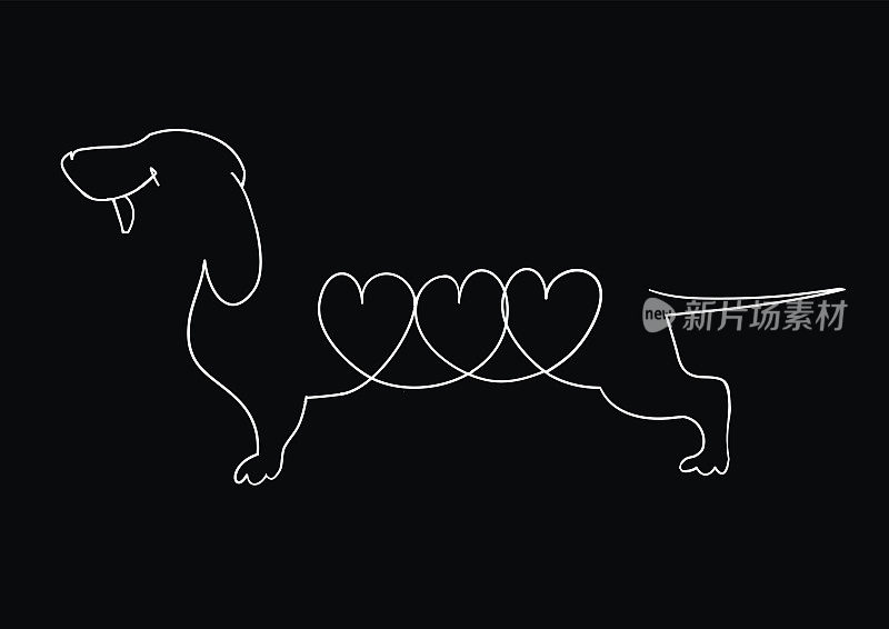腊肠犬。手绘矢量图。