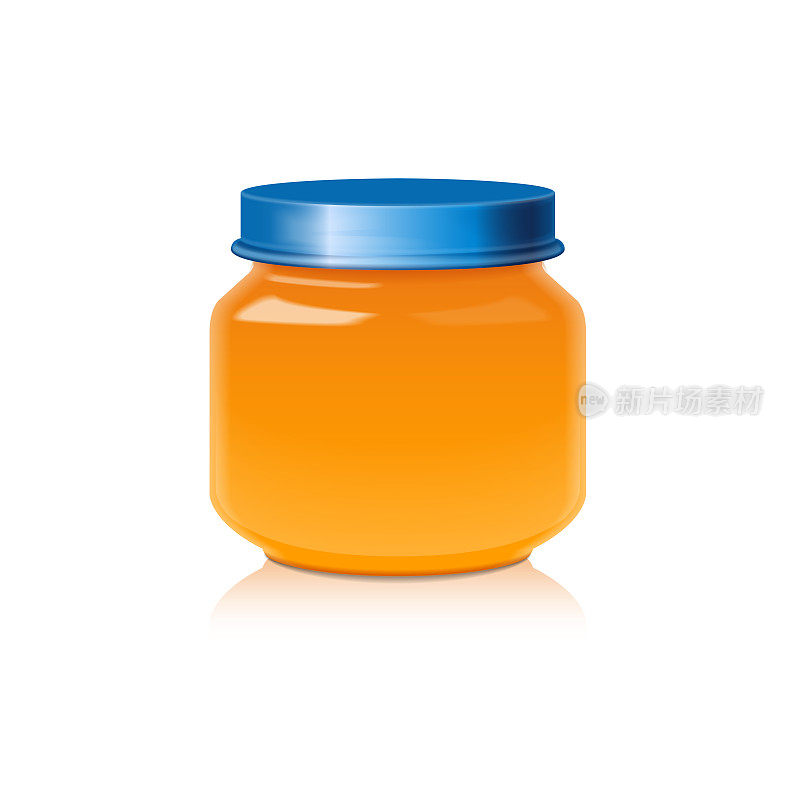 玻璃罐模拟蜂蜜，果酱，果冻或婴儿食品泥
