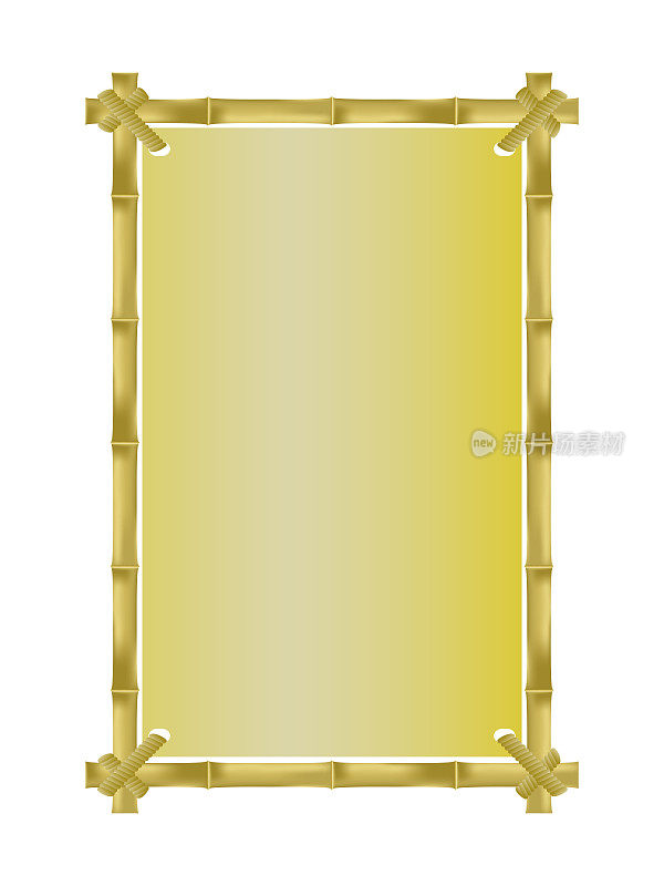 金竹垂直相框矢量模板。文本的空白区域。现实的3d插图上的白色背景。