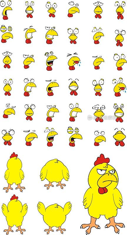 搞笑的小鸡卡通表情集