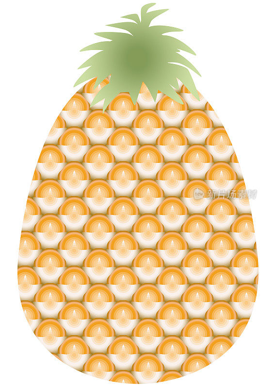 菠萝纹理呈扁平状，呈象征性形状