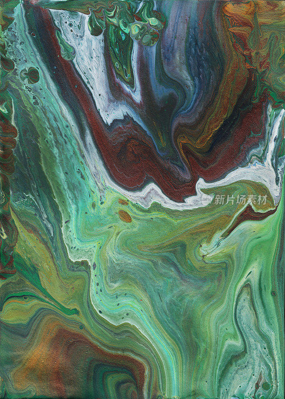 压克力倒液艺术。背景图案设计。大理石纹理。蓝色、绿色、紫色玛瑙。地球表面。