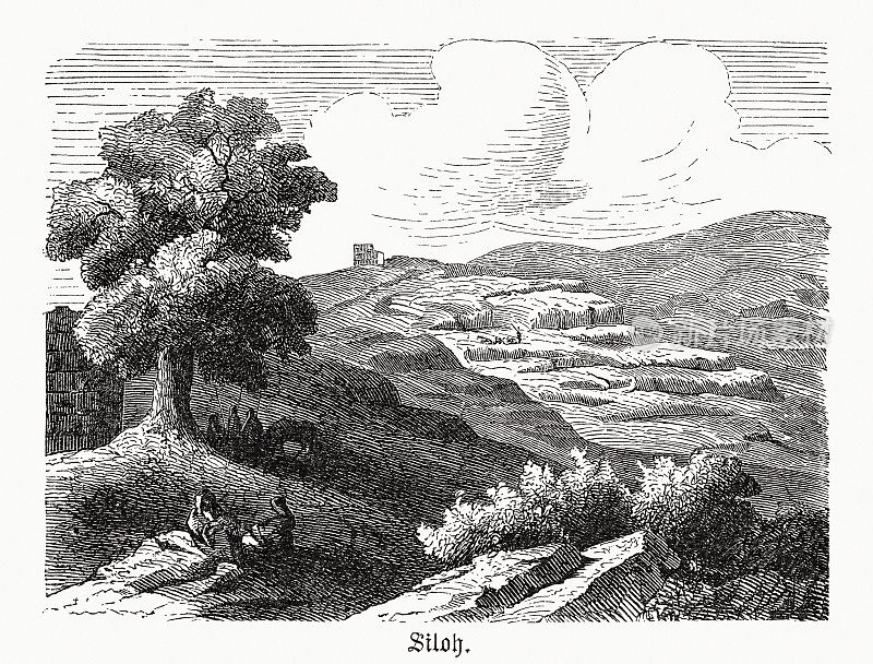 夏伊洛的历史观，约旦河西岸，巴勒斯坦，木刻，1891年出版