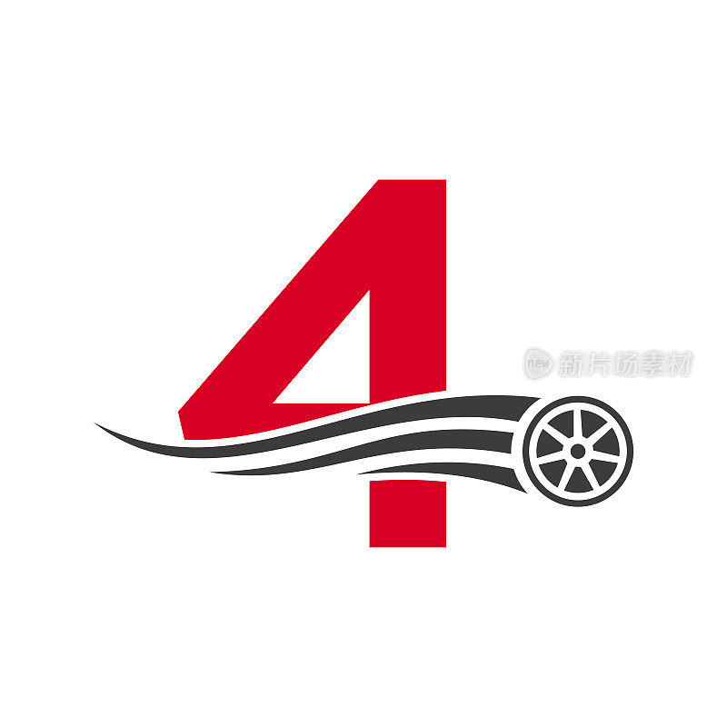 跑车信4汽车维修标志设计概念与运输轮胎图标矢量模板