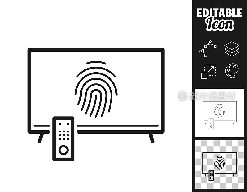 电视与指纹。图标设计。轻松地编辑