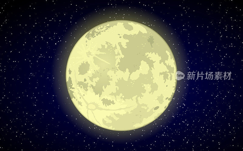 黄色灯光下的月亮，行星。
