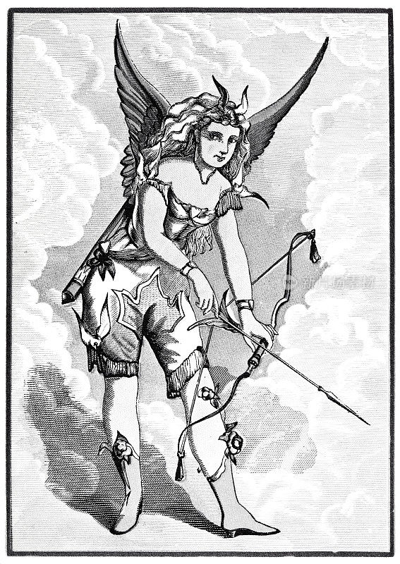 滑稽的服装,天使拿着弓箭