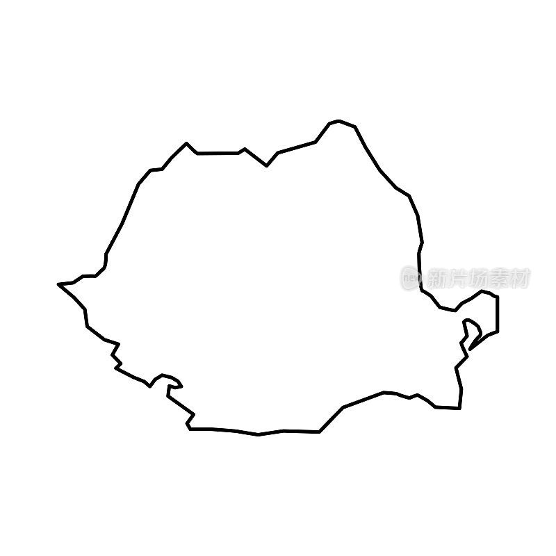 罗马尼亚的地图。罗马尼亚线形风格。线性图标