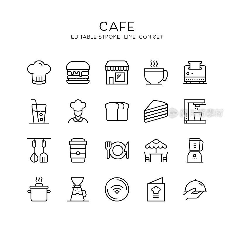 咖啡馆，厨师，快餐，咖啡，食物图标