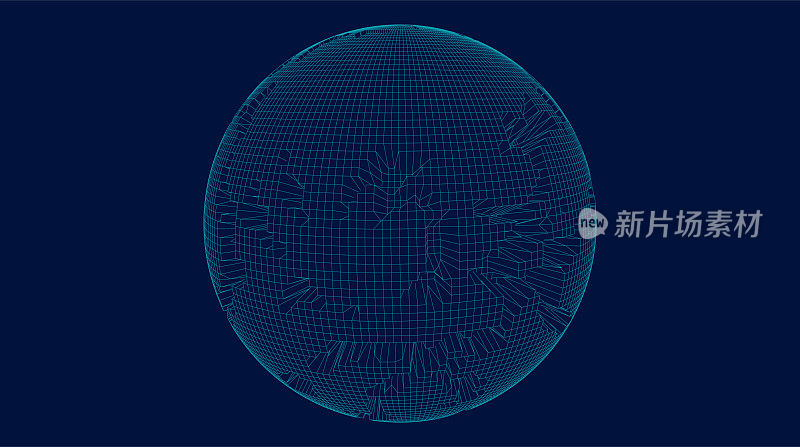 抽象三维技术球体线网空间线框图案背景