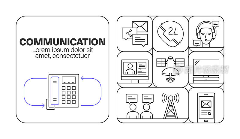 通信横幅线图标集设计