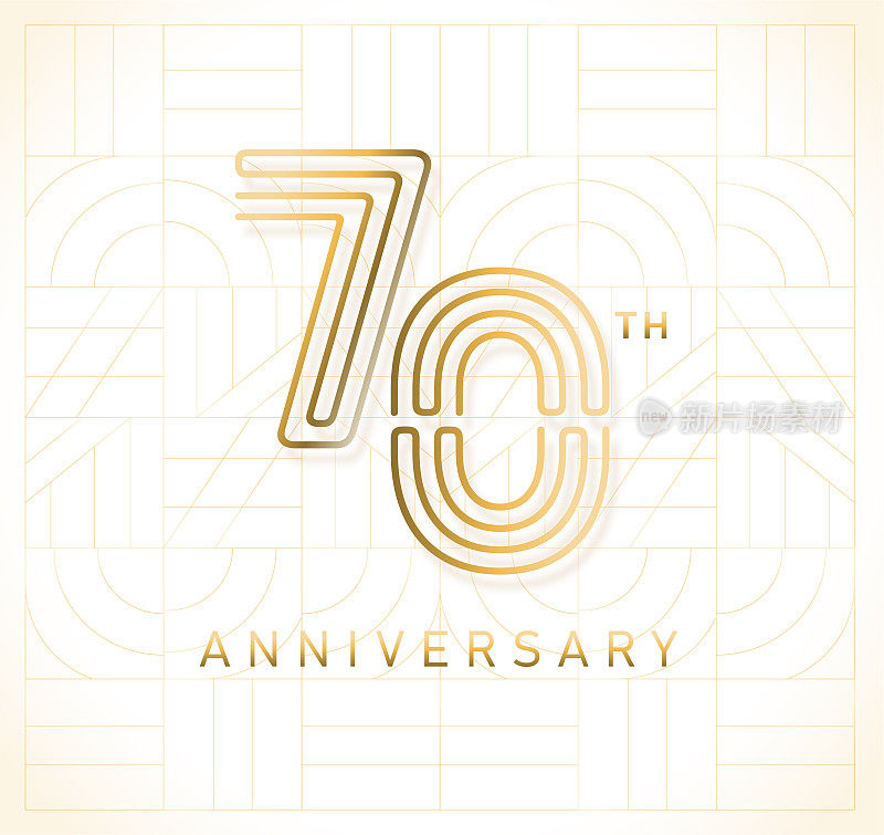 黄金70周年广场标志几何排版设计