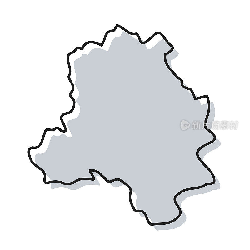 德里地图手绘在白色背景-时尚的设计