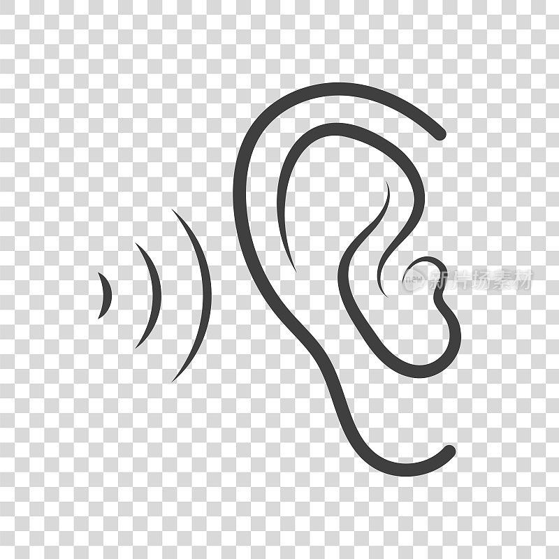 耳朵图标与声波。
