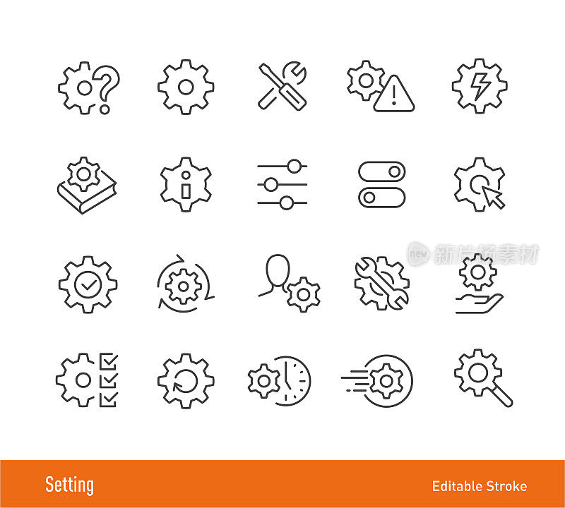 设置图标集-可编辑的笔画-线条图标系列