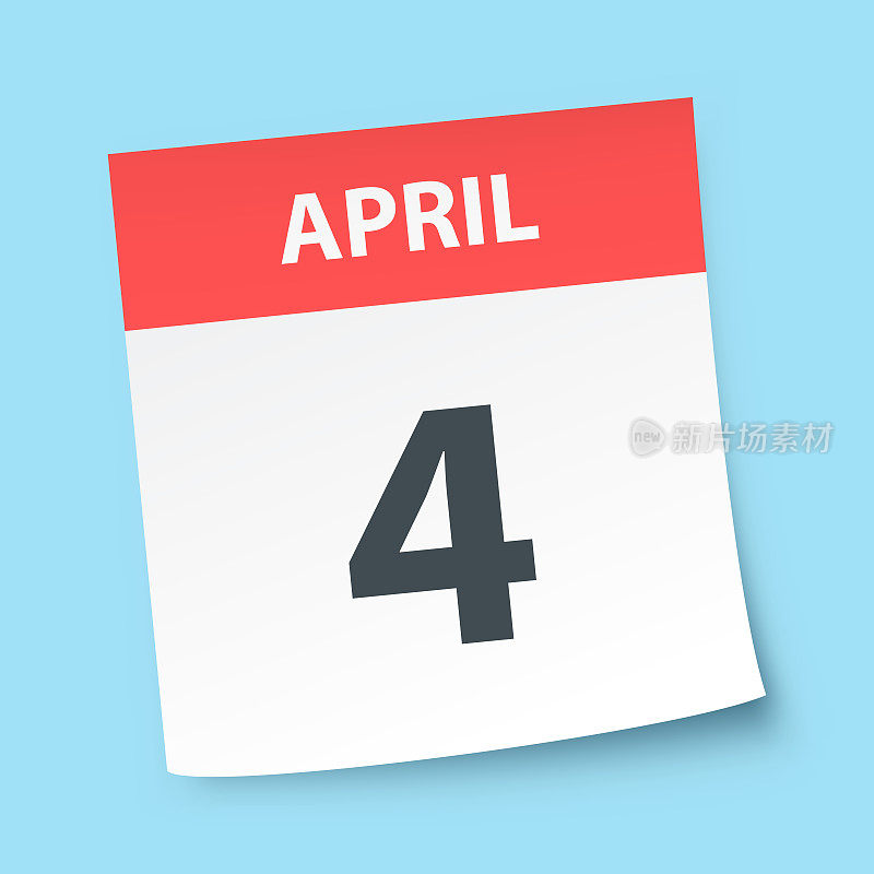 4月4日――蓝色背景的每日日历