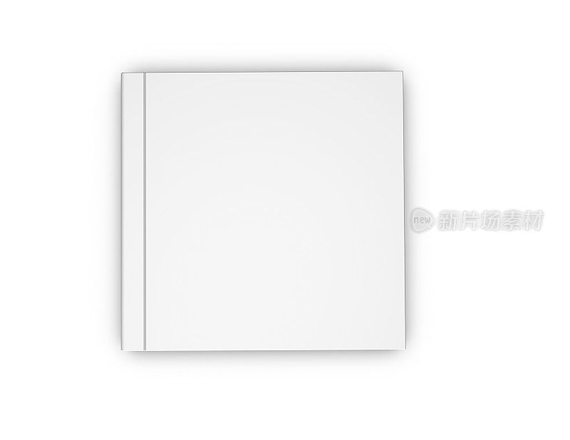 精装空白方形书封面顶视图。