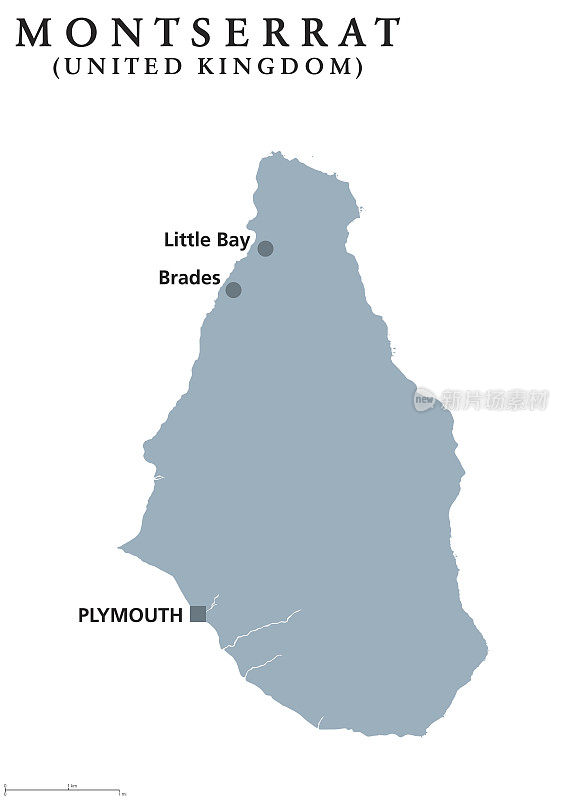 蒙特塞拉特岛的政治地图