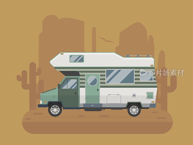 沙漠国家公园的露营拖车