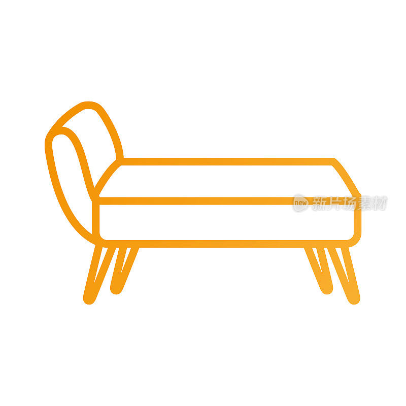 沙发、长沙发或沙发等优雅的家具图标风格的室内