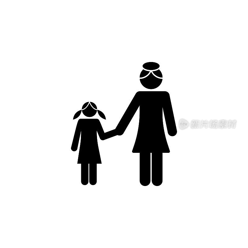 母亲和女儿牵着手的图标。幸福家庭的元素图标。优质的图形设计图标。标志，符号收集图标为网站，网页设计，移动应用程序