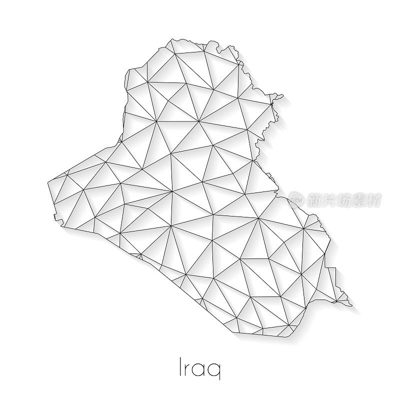 伊拉克地图连接-网络网格在白色背景
