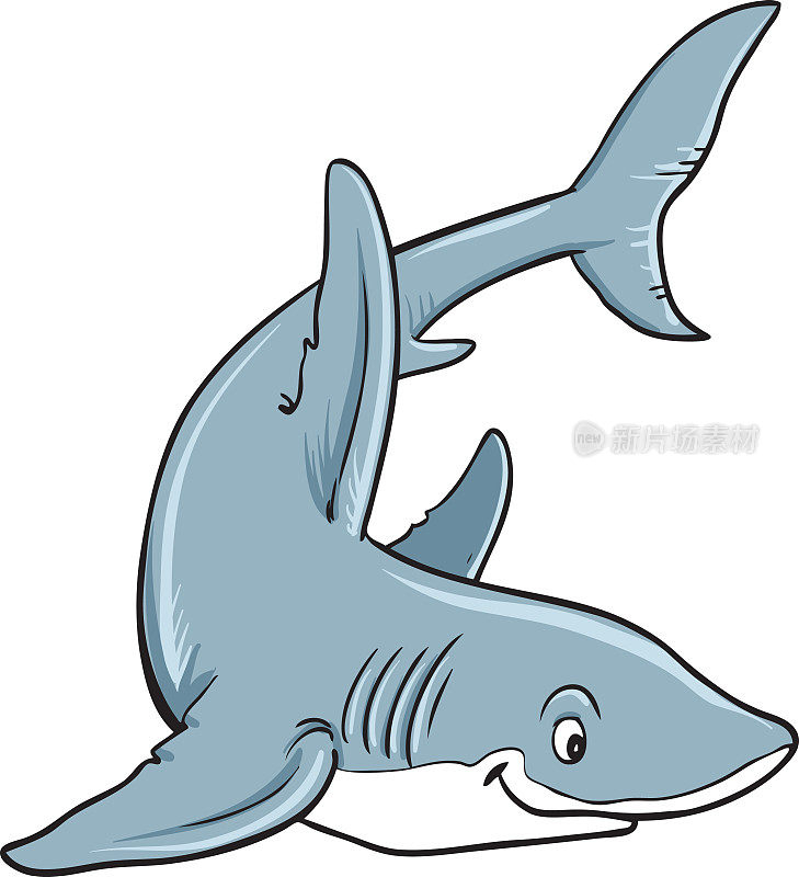 可爱的鲨鱼卡通，吉祥物。
